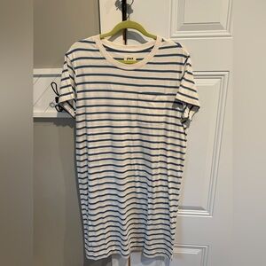 Pact Blue and White Striped Tee